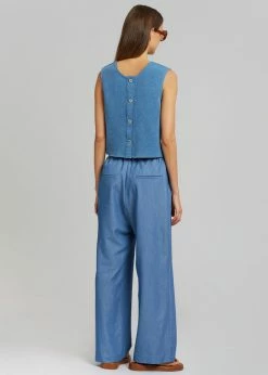 Cafe Noir Dua Loose Pants - Medium Wash CLOTHING