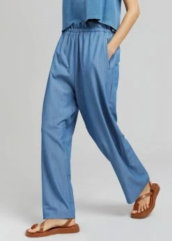 Cafe Noir Dua Loose Pants - Medium Wash CLOTHING