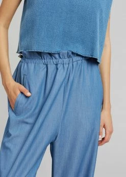 Cafe Noir Dua Loose Pants - Medium Wash CLOTHING