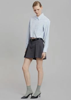 Maimia CLOTHING Ede Cropped Button Shirt - Blue