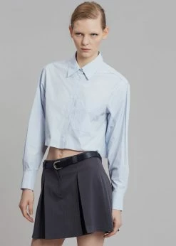 Maimia CLOTHING Ede Cropped Button Shirt - Blue