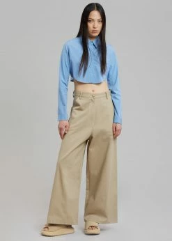 The Frankie Shop CLOTHING Eiko Cropped Shirt - Blue