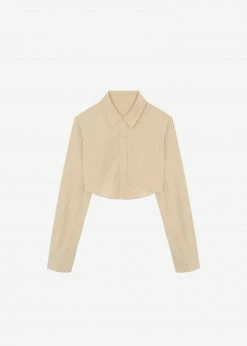 The Frankie Shop Eiko Cropped Shirt - Sand CLOTHING
