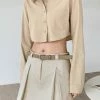 The Frankie Shop Eiko Cropped Shirt - Sand CLOTHING