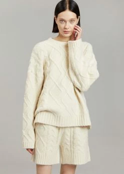 The Frankie Shop Eira Knit Shorts - Cream CLOTHING