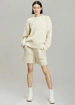 The Frankie Shop Eira Knit Shorts - Cream CLOTHING