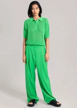 Discount π The Frankie Shop CLOTHING Ela Crochet Polo Top - Kelly Green π 9 The Frankie Shop CLOTHING Ela Crochet Polo Top - Kelly Green