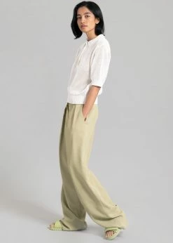 The Frankie Shop Ela Crochet Polo Top - White CLOTHING