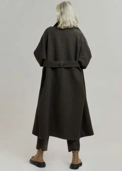 Plus Hong Elan Herringbone Coat - Dark Grey Melange CLOTHING