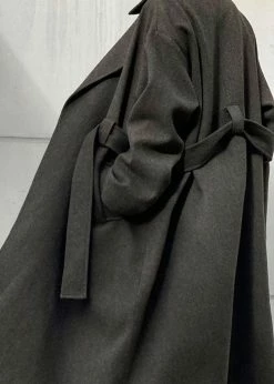 Plus Hong Elan Herringbone Coat - Dark Grey Melange CLOTHING