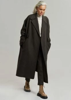 Plus Hong Elan Herringbone Coat - Dark Grey Melange CLOTHING