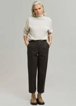 Plus Hong Elan Herringbone Pants - Dark Grey Melange