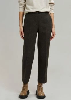 Plus Hong Elan Herringbone Pants - Dark Grey Melange