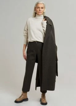 Plus Hong Elan Herringbone Pants - Dark Grey Melange