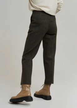 Plus Hong Elan Herringbone Pants - Dark Grey Melange