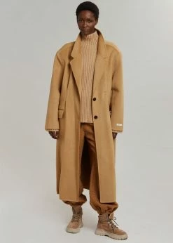The Frankie Shop Elkin Tailored Overcoat - Camel CLOTHING