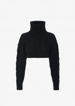 3.another Esme Cropped Sweater - Black CLOTHING
