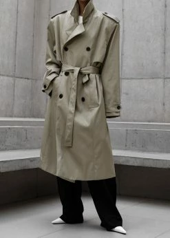 The Frankie Shop Eugene Trench Coat - Pale Khaki