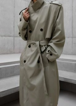The Frankie Shop Eugene Trench Coat - Pale Khaki