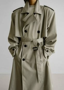 The Frankie Shop Eugene Trench Coat - Pale Khaki