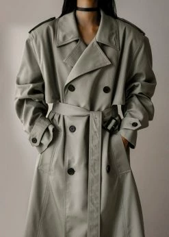The Frankie Shop Eugene Trench Coat - Pale Khaki