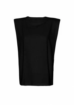 The Frankie Shop CLOTHING Eva Padded Shoulder Muscle T-Shirt - Black