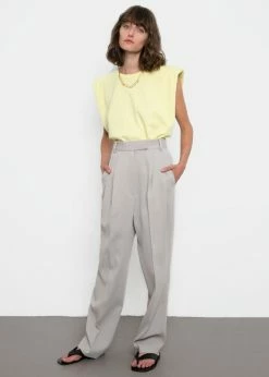 The Frankie Shop TFS X Camille Charrière Eva Padded Shoulder Muscle T-Shirt - Pale Yellow CLOTHING