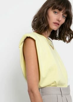 The Frankie Shop TFS X Camille Charrière Eva Padded Shoulder Muscle T-Shirt - Pale Yellow CLOTHING