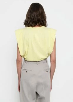 The Frankie Shop TFS X Camille Charrière Eva Padded Shoulder Muscle T-Shirt - Pale Yellow CLOTHING