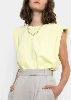 The Frankie Shop TFS X Camille Charrière Eva Padded Shoulder Muscle T-Shirt - Pale Yellow CLOTHING