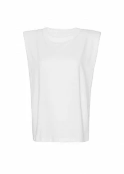 The Frankie Shop Eva Padded Shoulder Muscle T-Shirt - White CLOTHING