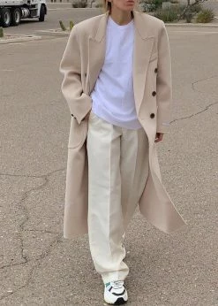 The Frankie Shop Flynn Overcoat - Cream CLOTHING