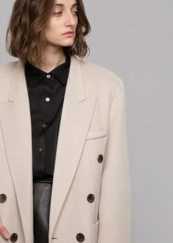 The Frankie Shop Flynn Overcoat - Cream CLOTHING