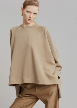 The Frankie Shop CLOTHING Fomu Oversized Top - Taupe