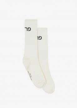The Frankie Shop Frankie In Hebrew Ribbed Socks - Vanilla CLOTHING