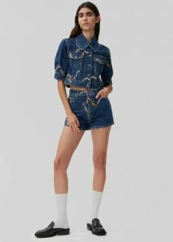 GANNI Denim Puff Sleeve Jacket - Dark Indigo