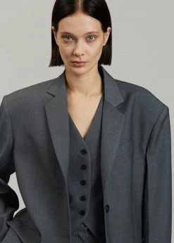 Promo π The Frankie Shop Gelso Oversized Blazer - Dark Grey Melange CLOTHING π 21 The Frankie Shop Gelso Oversized Blazer - Dark Grey Melange CLOTHING