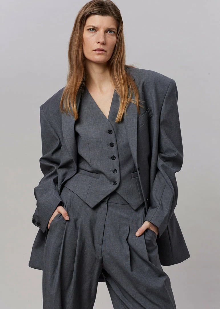 Promo π The Frankie Shop Gelso Oversized Blazer - Dark Grey Melange CLOTHING π 1 The Frankie Shop Gelso Oversized Blazer - Dark Grey Melange CLOTHING