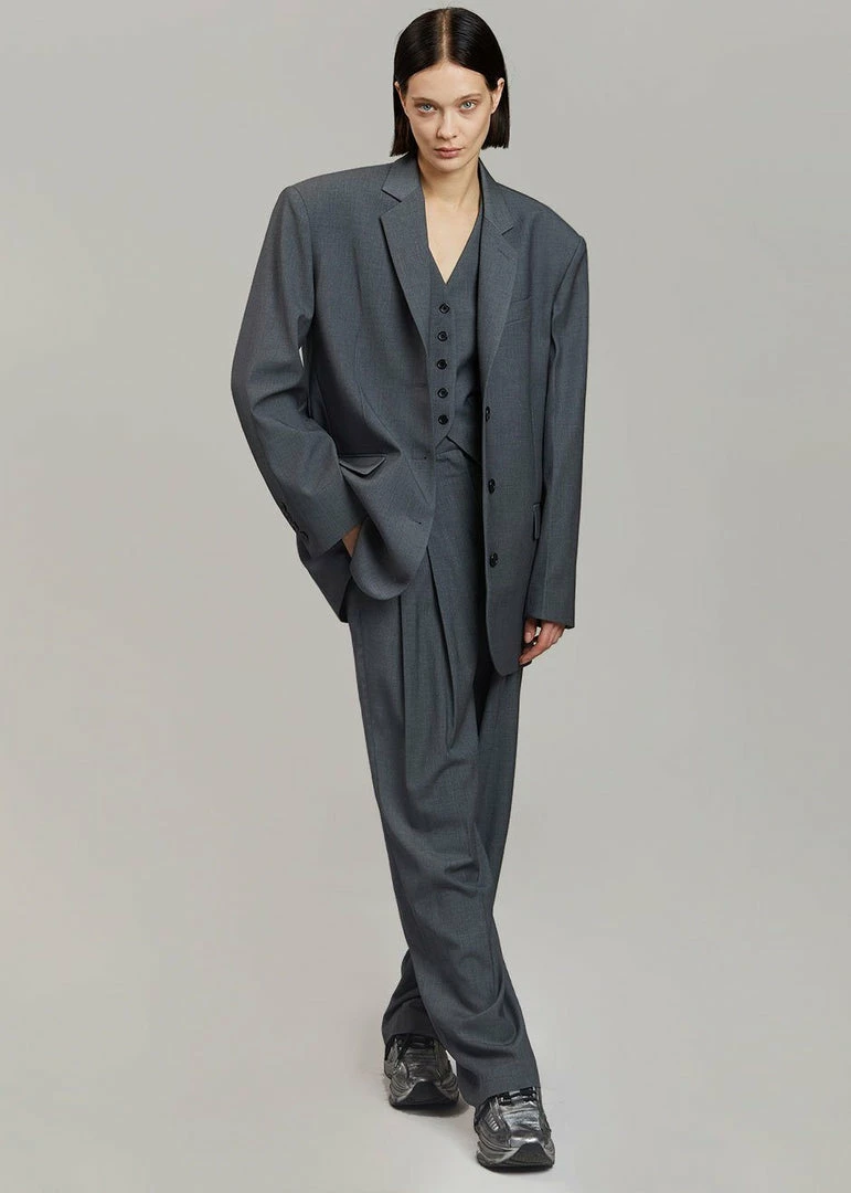 Promo π The Frankie Shop Gelso Oversized Blazer - Dark Grey Melange CLOTHING π 4 The Frankie Shop Gelso Oversized Blazer - Dark Grey Melange CLOTHING