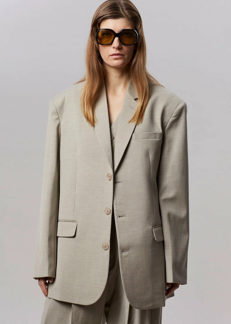 Hot Sale π The Frankie Shop Gelso Oversized Blazer - Light Taupe Melange CLOTHING π 3 The Frankie Shop Gelso Oversized Blazer - Light Taupe Melange CLOTHING
