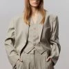 The Frankie Shop Gelso Oversized Blazer - Light Taupe Melange CLOTHING