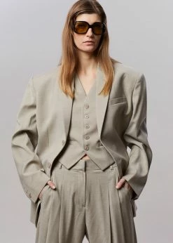 The Frankie Shop Gelso Oversized Blazer - Light Taupe Melange CLOTHING