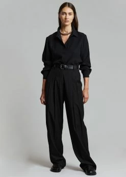 The Frankie Shop Gelso Pleated Trousers - Black CLOTHING