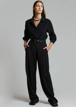 The Frankie Shop Gelso Pleated Trousers - Black CLOTHING
