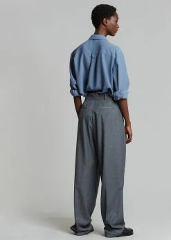The Frankie Shop CLOTHING Gelso Pleated Trousers - Dark Grey Melange