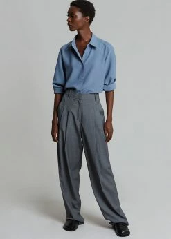 The Frankie Shop CLOTHING Gelso Pleated Trousers - Dark Grey Melange