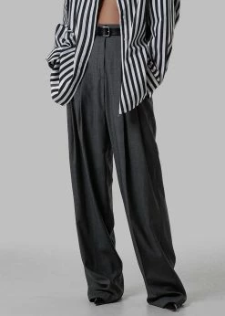 The Frankie Shop CLOTHING Gelso Pleated Trousers - Dark Grey Melange