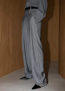 The Frankie Shop CLOTHING Gelso Pleated Trousers - Dark Grey Melange