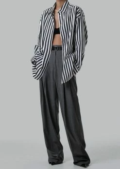 The Frankie Shop CLOTHING Gelso Pleated Trousers - Dark Grey Melange