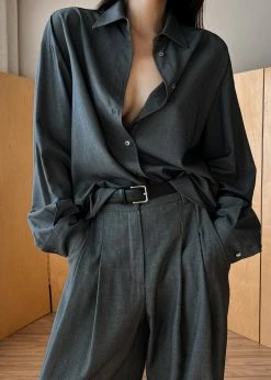 The Frankie Shop Gelso Shirt - Dark Grey Melange CLOTHING